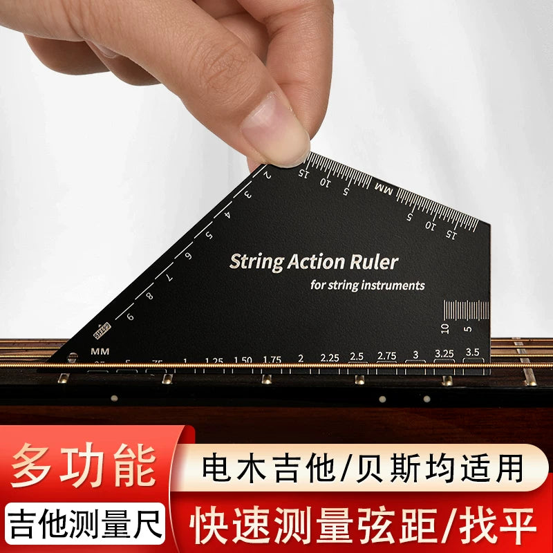Guitar String Action Gauge Ruler Set for Fret Leveling and Neck Adjustment