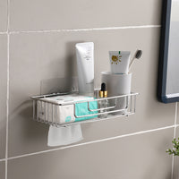 No-Drill Wall-Mounted Stainless Steel Bathroom Shelf with Toilet Paper Holder