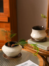 Jingdezhen Ceramic Orchid Pot with Tray - New Chinese Style Vintage White Planter for Phalaenopsis