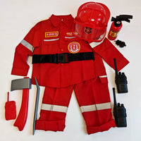 Kids Firefighter Costume Play Set with Extinguisher for Role Play and Career Experience