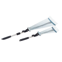 Garden Rake, Adjustable Telescopic Metal Rake for Leaves, Grain, and Debris, Heavy Duty Farm and Home Use