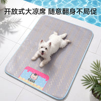 Pet Cooling Mat Cartoon Rattan Ice Silk Dog Bed for Small to Medium Dogs