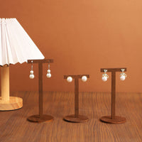 Walnut Wood Embroidery Hoop Jewelry Display Stand for Earrings and Necklaces