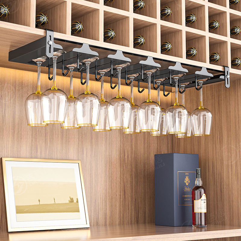Wine Glass Rack Under Cabinet Stemware Holder Hanging Storage Organizer for Home Kitchen Bar
