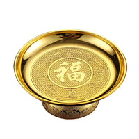 Golden Offering Fruit Plate for Buddhist Worship and Home Decor