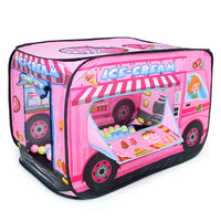 Kids' Foldable Pop-Up Play Tent with 50 Balls - Fire Truck, Police Car, Dessert House, or Ambulance Design