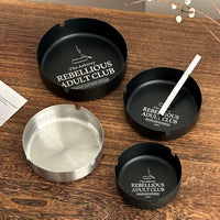 Industrial Style Stainless Steel Ashtray with Windproof Lid for Office and Home Decor