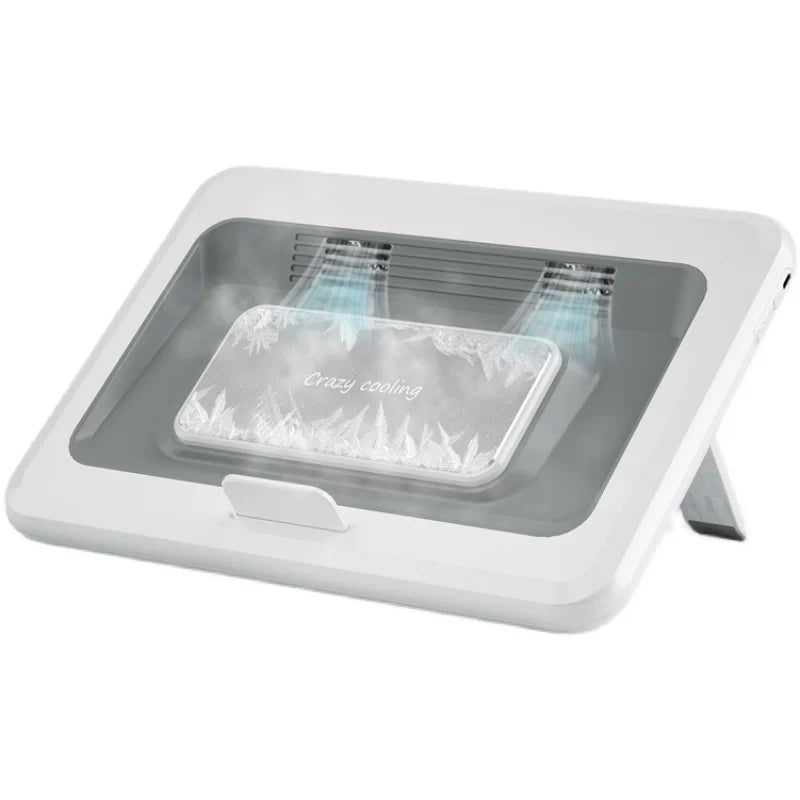 Laptop Stand with Semiconductor Dual Cooling Fans, 6-Level Height Adjustment, Foldable Ergonomic Riser for Desk