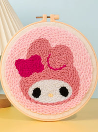Punch Needle Embroidery DIY Kit with Yarn and Frame for Beginners, Cartoon Animal Designs