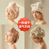 Cute Pineapple Grid Bowknot Hair Drying Cap for Women, Thickened Super Absorbent Quick Dry Turban
