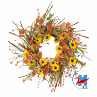 Artificial Eucalyptus and Chrysanthemum Wreath for Autumn Festival Decor