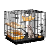 Large Foldable Indoor Cat Cage with Double-Layer Cat Bed and Hammock