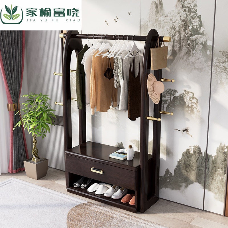 New Chinese Solid Wood Hall Tree with Shoe Cabinet and Rack