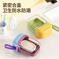 Portable Travel Soap Dish with Lid and Drain, Leak-proof Double-Layer Soap Box