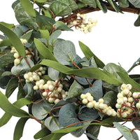 Artificial Eucalyptus Wreath with Berries for Door Wall Decor