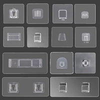 Punch-Free Transparent Adhesive Hooks for Wall Storage and Organization