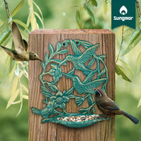 Sungmor Cast Iron Hummingbird Feeder Vintage Wall Mounted Bird Feeder for Balcony Patio Garden Outdoor Decor