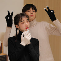 Unisex Cashmere Touchscreen Gloves for Winter - Solid Color Knitted Warm Outdoor Cycling Gloves