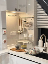 Stainless Steel Kitchen Utensil Hanging Rack with Movable Hooks