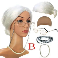 Halloween Elderly Character Wig for Kids & Adults - Grandfather, Grandmother, or Gray Curly Styles