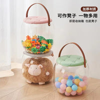 Kids Portable Storage Stool with Clear Toy Organizer for Outdoor Picnics and Home Use