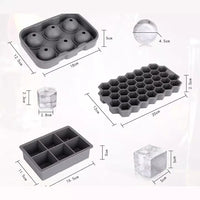 Food-Grade Silicone Ice Cube Tray Set - Honeycomb, Square, and Round Molds