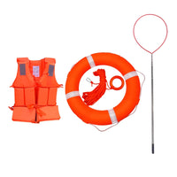 Flood Rescue Kit with Lifebuoy, Life Vest, Telescopic Pole, and Rope