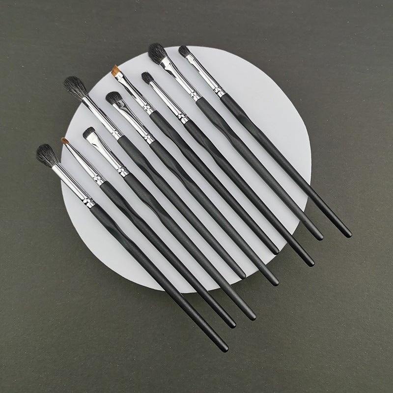 Professional 9-Piece Goat Hair Eye Makeup Brush Set for Eyeshadow Blending and Application