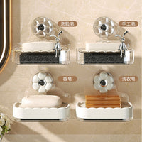 Suction Cup Soap Dish Wall Mounted Drainable Bathroom Storage Organizer