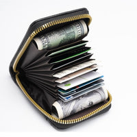 Accordion Card Holder Wallet with Multiple Card Slots and Zippered Coin Pocket
