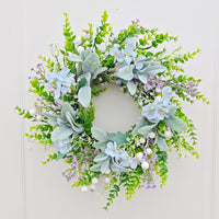 Artificial Eucalyptus and Lamb's Ear Spring Wreath for Door and Wall Decor