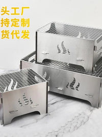 Mini Portable Stainless Steel Wood Burning Camping Stove for Outdoor Cooking and BBQ