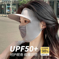 Women's Ice Silk UV Protection Face Mask with Brim for Cycling and Sun Protection