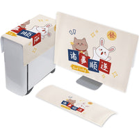 Waterproof Dustproof Monitor Cover Set with Cute Cartoon Digital Print for Computer Keyboard and Mainframe