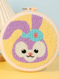 Punch Needle Embroidery DIY Kit with Yarn and Frame for Beginners, Cartoon Animal Designs