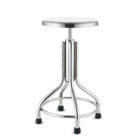 Stainless Steel Swivel Bar Stool with Backrest, Adjustable Height for Lab, Medical, or Factory Use