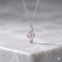 Vintage Silver Diamond Music Note Necklace for Women