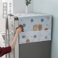 PEVA Refrigerator Dust Cover with Storage Pockets, Waterproof Oil-proof Fridge Top Cover for Single/Double Door Refrigerators and Washing Machines
