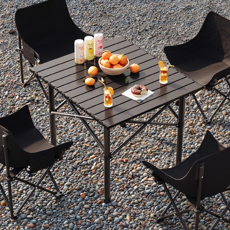 Portable Aluminum Roll-Up Camping Table with Chairs Set for Outdoor Picnic BBQ