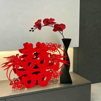 3D Double Happiness Character Wedding Tabletop Decor Set for Engagement & Newlyweds