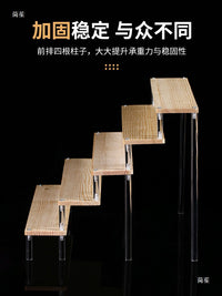 Acrylic Wood Display Stand for Blind Boxes and Figurines, Tiered Organizer Shelf