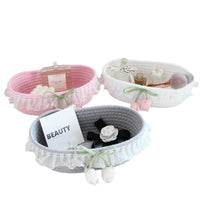 Hand-Woven Cotton Rope Storage Basket for Desktop Organization