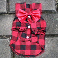 Pet Plaid Suit with Bow Tie for Dogs, Formal Wedding Attire