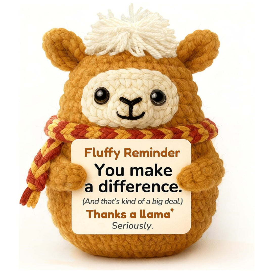 Handmade Crocheted Alpaca Doll with Scarf - Cute Knitted Positive Energy Alpaca Keychain