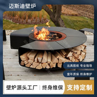 Outdoor Wood-Burning Fire Pit for Patios and Gardens, Decorative Fireplace for Ambiance and Heating