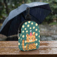Cute Cat Print Polyester Coin Purse Water-Resistant Zipper Pouch Multi-functional Mini Earphone Bag
