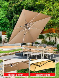 Outdoor Solar LED Cantilever Patio Umbrella with Wheeled Base, UV Protection for Garden, Deck, or Commercial Use