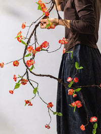 Artificial Begonia Flowers, Vintage Style Faux Floral Arrangement for Living Room Decor