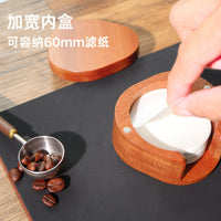 Wooden Coffee Filter Paper Holder with Magnetic Lid, Round Storage Box for V60 Filters