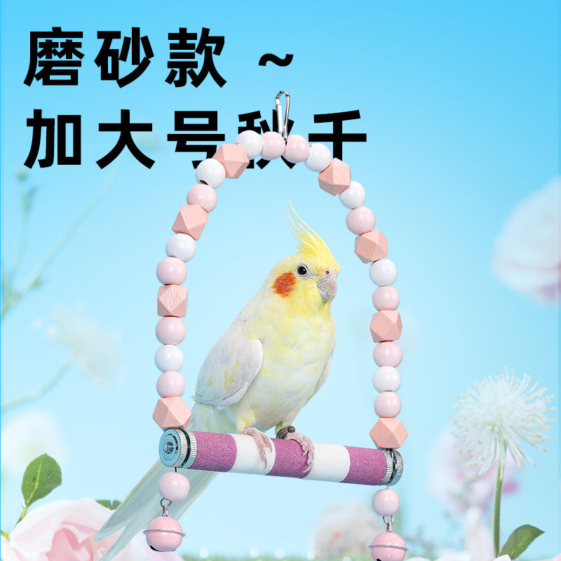 Parrot Ceramic Perch Swing with Grinding Stick for Beak and Claw Care, Bird Cage Toy